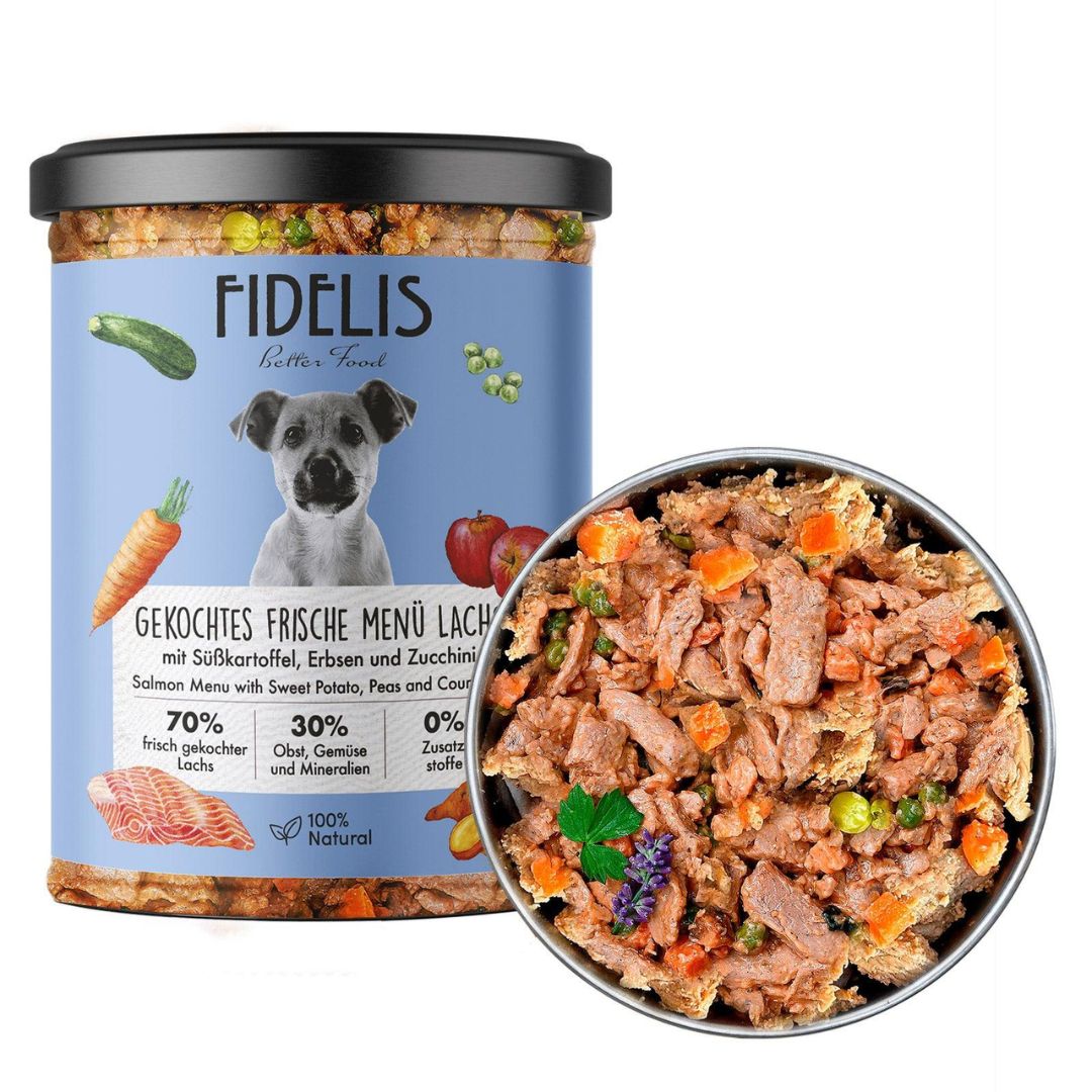 Fidelis-Menú cocinado en tarro de salmón con boniato y calabacín