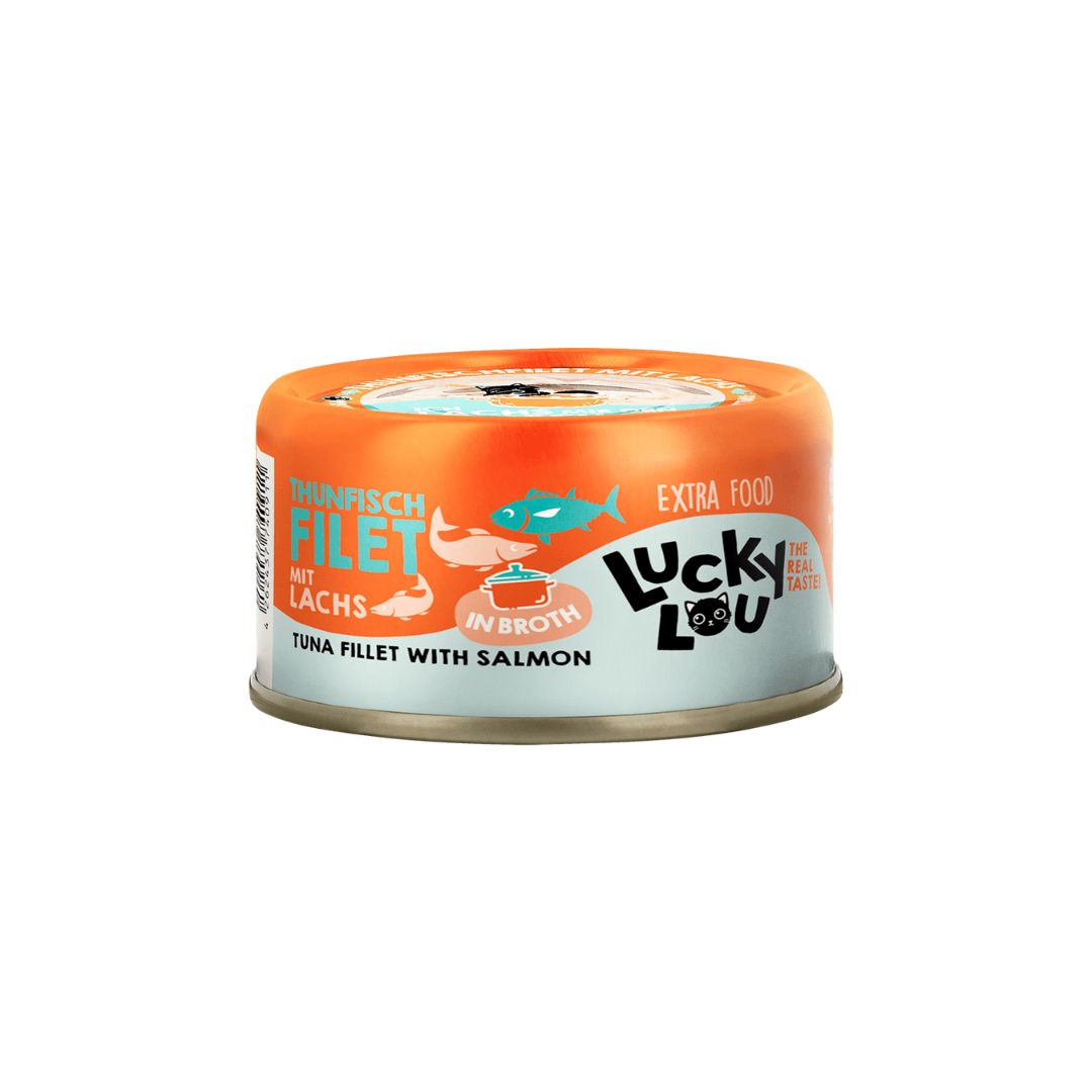 Lucky Lou Extrafood – Filete de atún y salmón en caldo 70gr