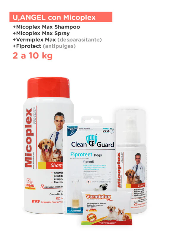 U,ANGEL con Micoplex, Vermiplex Max y Fiprotect